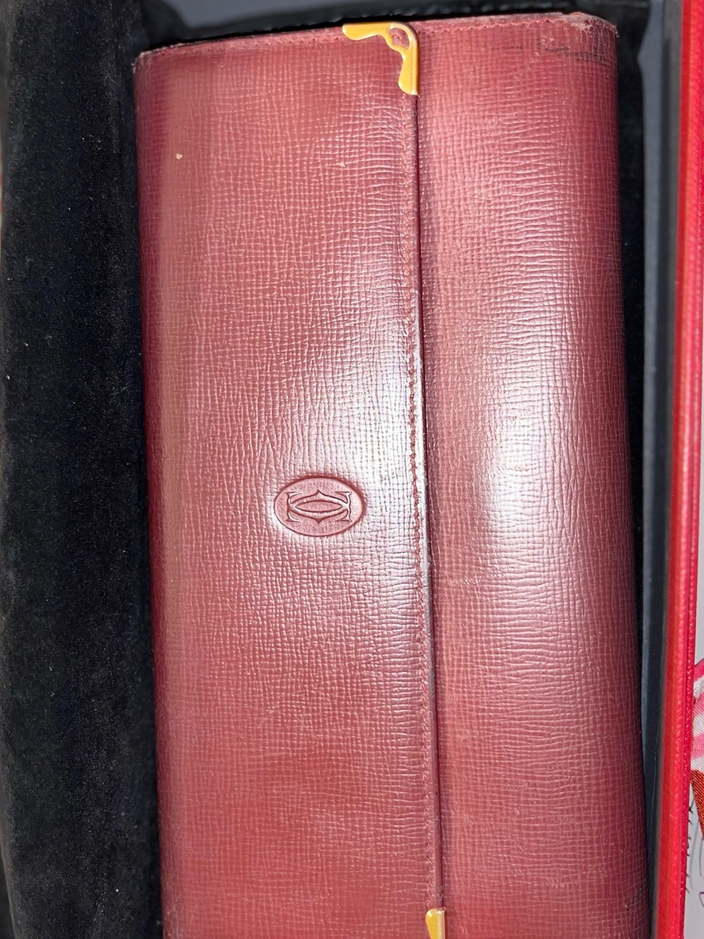 Cartier Wine and Gold Leather Wallet